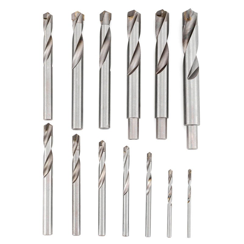 JIUWU Drill Bit Set,13 Pack Tungsten Steel Cemented Carbide Twist Drill Bits, Metal YG Alloy Blade, for Cast Iron, Iron Plate, Pig, 3 4 5 6 7 8 9 10 11 12 13.5 14 15 mm Drill Bit Set - Image 1